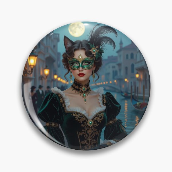 Item preview, Moonlit Masquerade in Venice – Elegance, Cat Magic & Surreal Romance in Emerald & Gold designed and sold by FotoworldEdel.