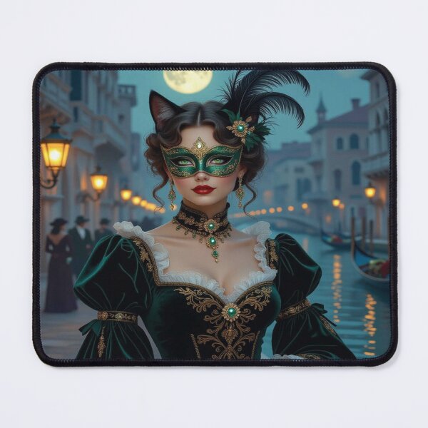 Item preview, Moonlit Masquerade in Venice – Elegance, Cat Magic & Surreal Romance in Emerald & Gold designed and sold by FotoworldEdel.