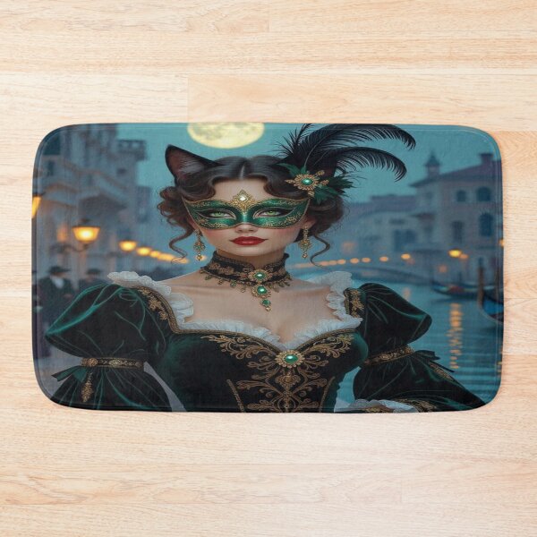Item preview, Moonlit Masquerade in Venice – Elegance, Cat Magic & Surreal Romance in Emerald & Gold designed and sold by FotoworldEdel.