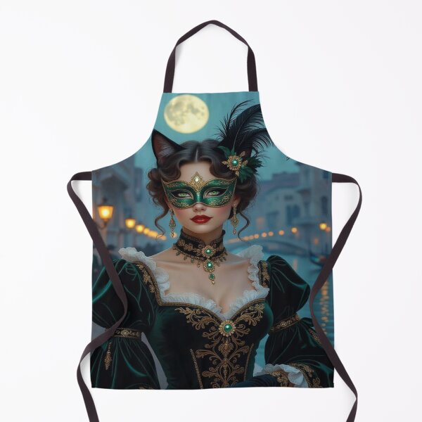 Item preview, Moonlit Masquerade in Venice – Elegance, Cat Magic & Surreal Romance in Emerald & Gold designed and sold by FotoworldEdel.