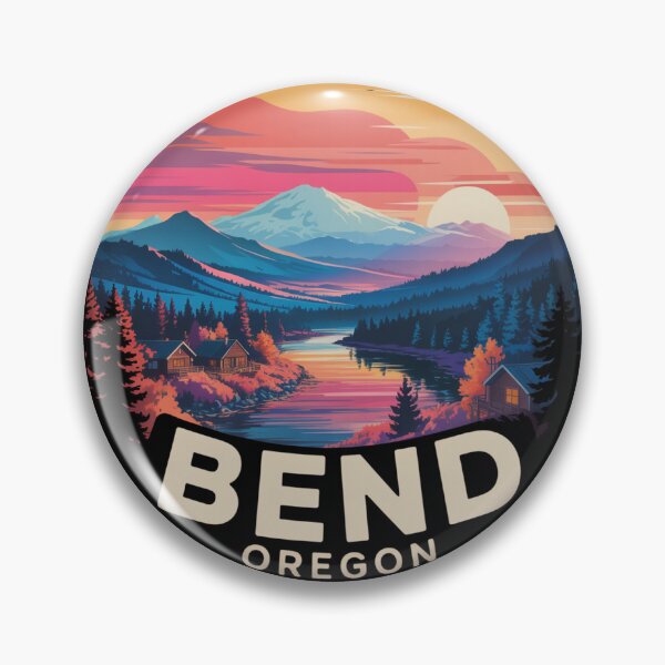 Item preview, Bend Oregon Retro Mountain Art | Vintage Cascade Range Illustration | Sunriver Cabin Vibe designed and sold by CircinusStore.