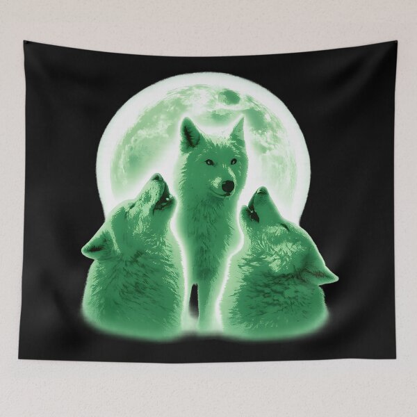 Item preview, Glowing Wolf Moon Fantasy Illustration Mystic Night Art designed and sold by DrawHandArt.