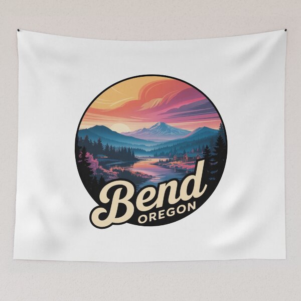 Item preview, Bend Oregon Script Style Art | PNW Mountain River Illustration designed and sold by CircinusStore.