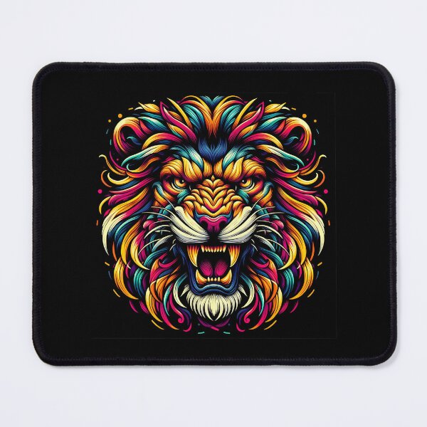 Item preview, Vibrant Roaring Lion Head in Stylized Colorful Mane designed and sold by beast-net.