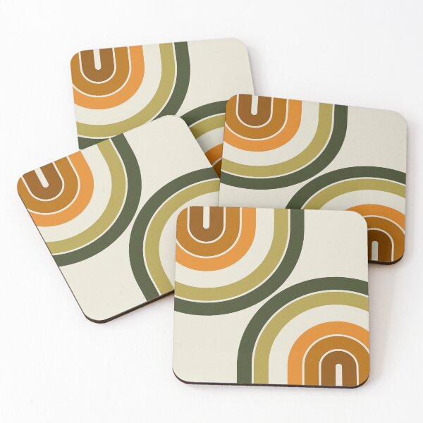 Item preview, Midcentury Modern Geometric Rainbow 18 in Greenery Sage Brown designed and sold by nineFlorals.