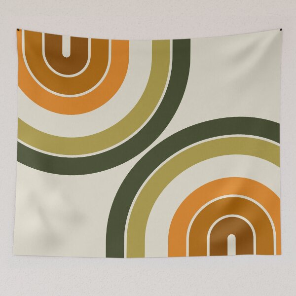 Item preview, Midcentury Modern Geometric Rainbow 18 in Greenery Sage Brown designed and sold by nineFlorals.