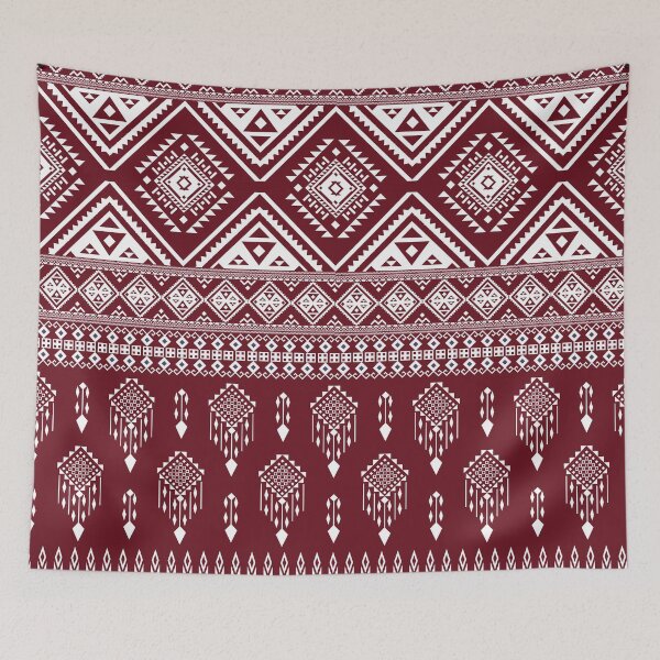 Item preview, Deep Maroon Hmong Tribal Geometric Pattern designed and sold by Modular Prints.