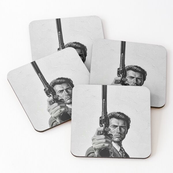Item preview, Monochrome Action Star Magnum Gun Art | Intense Stare Detective Painting | Classic Cinema Hero designed and sold by Art's Diner.