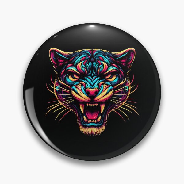 Item preview, Vivid Stylized Roaring Big Cat Head Art in Abstract Colors designed and sold by beast-net.