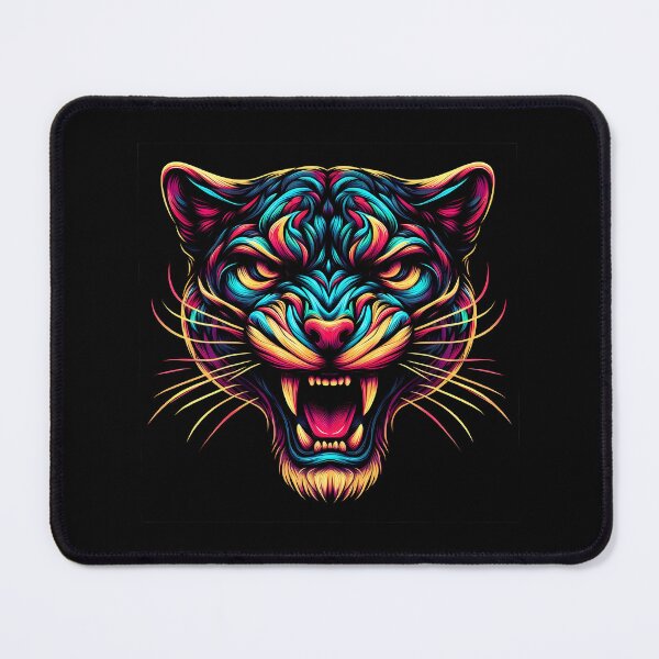 Item preview, Vivid Stylized Roaring Big Cat Head Art in Abstract Colors designed and sold by beast-net.