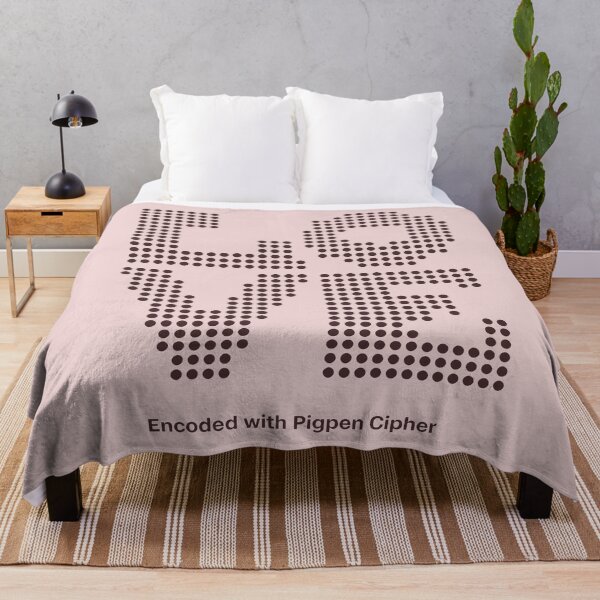 Item preview, LOVE Encoded with Pigpen Cipher Design in Dot Matrix Style on Pink Background designed and sold by SplashTastic.