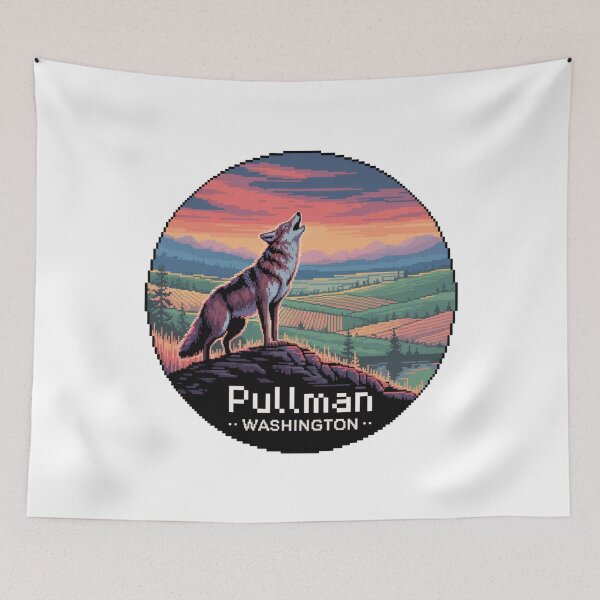 Item preview, Pullman Washington Pixel Art Howling Coyote designed and sold by CircinusStore.