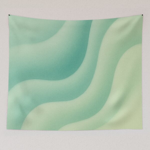 Item preview, Mint & Pastel Green Gradient Waves – Soft Modern Abstract Fluid Art Print designed and sold by Finbadd.