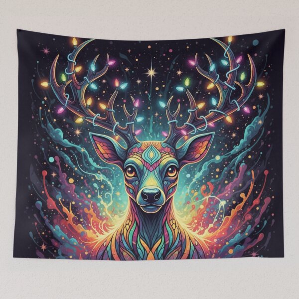 Item preview, Psychedelic Christmas Reindeer Spirit designed and sold by THE JIZU SHOP.