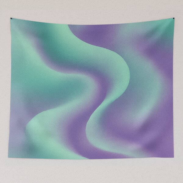 Item preview, Mint & Lilac Gradient Waves – Soft Pastel Abstract Fluid Art Print designed and sold by Finbadd.
