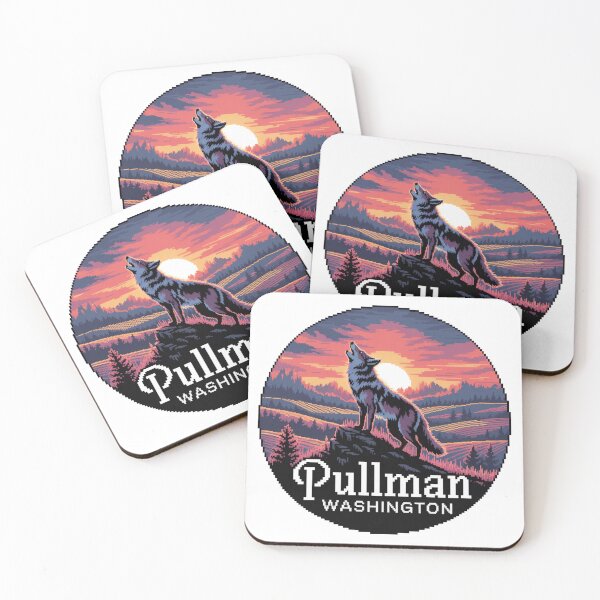 Item preview, Pullman Washington Sunset - Pixel Art Howling Coyote designed and sold by CircinusStore.