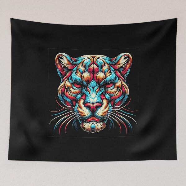 Item preview, Abstract Vivid Roaring Leopard Head Art in Stylized Lines designed and sold by beast-net.