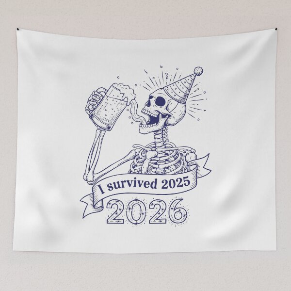 Item preview, I Survived 2025 2026 Skeleton Party Fun designed and sold by LuminOrb.