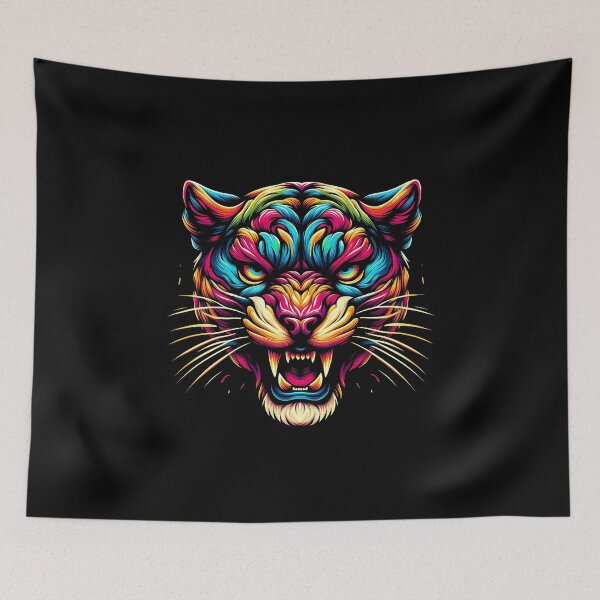 Item preview, Vibrant Psychedelic Abstract Tiger Face Art designed and sold by beast-net.