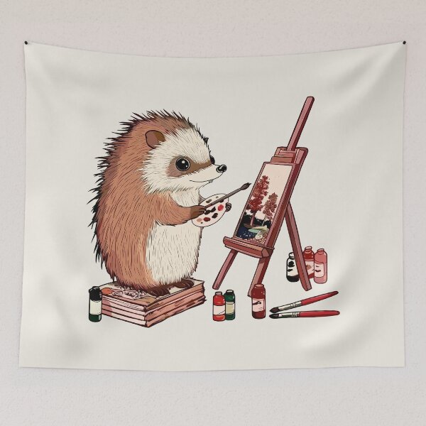 Item preview, Hedgehog Artist, Painting a Picture, Brushes designed and sold by OrenjiArtShop.