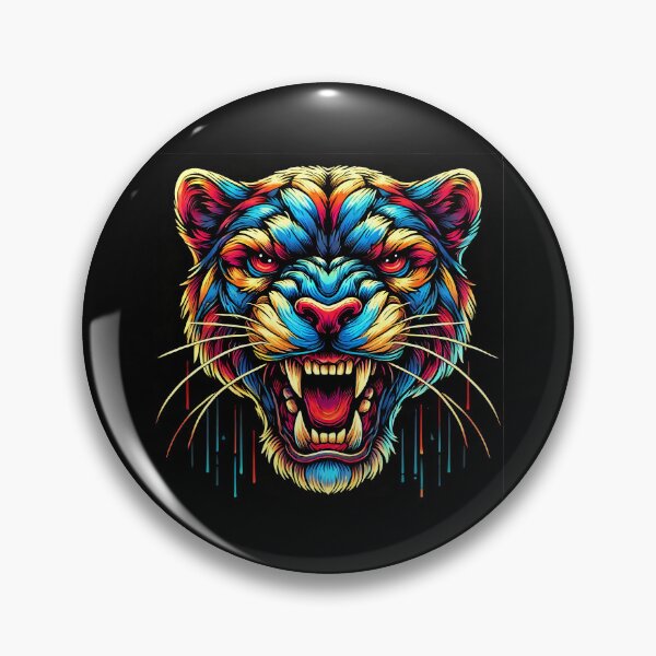 Item preview, Fierce Colorful Feline Head Roaring Artwork designed and sold by beast-net.