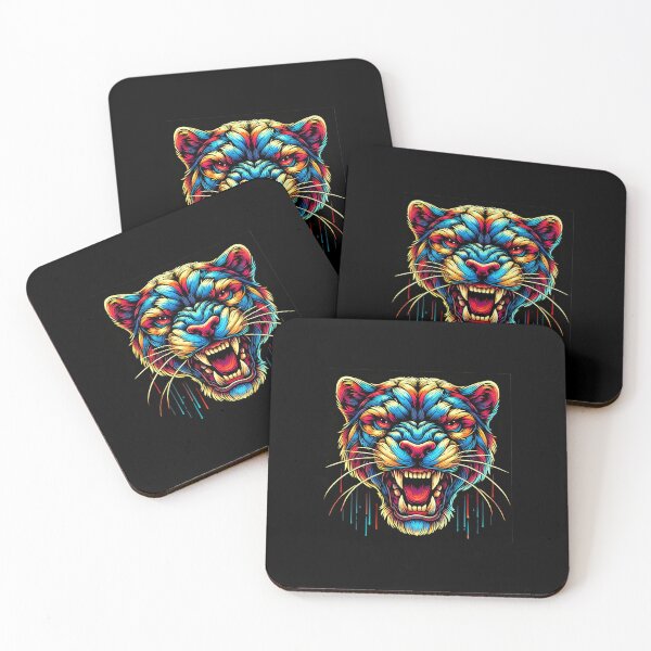 Item preview, Fierce Colorful Feline Head Roaring Artwork designed and sold by beast-net.