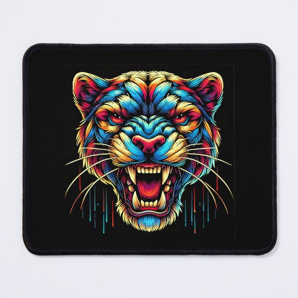 Item preview, Fierce Colorful Feline Head Roaring Artwork designed and sold by beast-net.