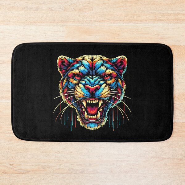 Item preview, Fierce Colorful Feline Head Roaring Artwork designed and sold by beast-net.