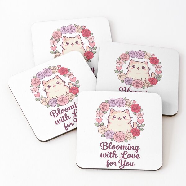Item preview, Blooming with Love for You Kawaii Floral Cat Valentine designed and sold by Quillway.