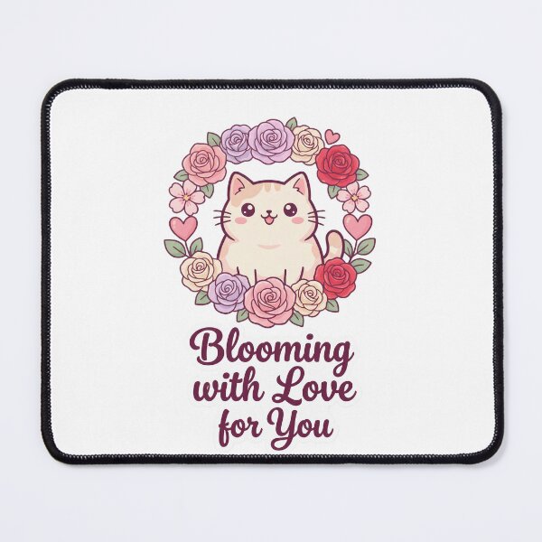 Item preview, Blooming with Love for You Kawaii Floral Cat Valentine designed and sold by Quillway.