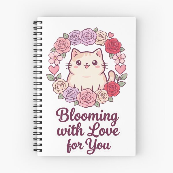 Item preview, Blooming with Love for You Kawaii Floral Cat Valentine designed and sold by Quillway.