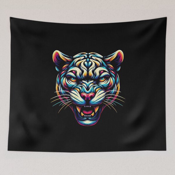 Item preview, Abstract Swirls Feline Head Artwork in Vivid Colors designed and sold by beast-net.