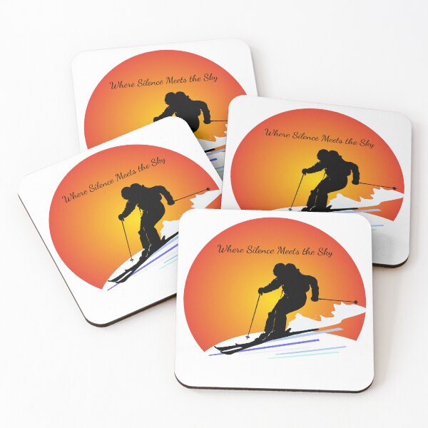 Item preview, Where Silence Meets the Sky – Skiing Sunset Silhouette Design designed and sold by PixelWaveBD.
