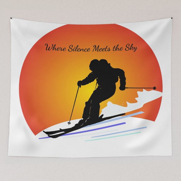 Item preview, Where Silence Meets the Sky – Skiing Sunset Silhouette Design designed and sold by PixelWaveBD.