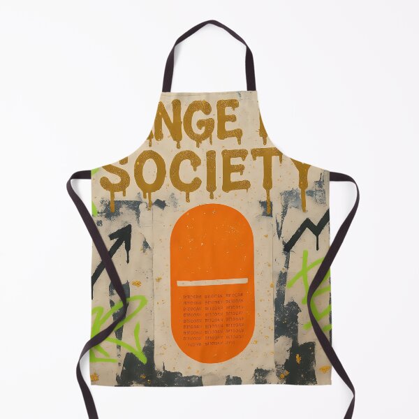 Item preview, Orange Pill Society Graffiti Poster – Bitcoin Orange Capsule Street Art with Crown Icons and Bullish Chart Arrows designed and sold by Bored Elon.