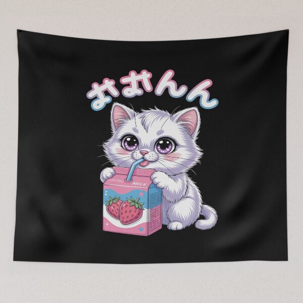 Item preview, Transgender Pride Kawaii Cat Strawberry Milk Trans Flag designed and sold by FadeOfThrone.
