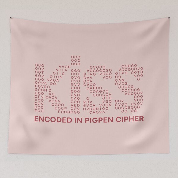 Item preview, KISS – Encoded in Pigpen Cipher | Secret Valentine Design designed and sold by SplashTastic.