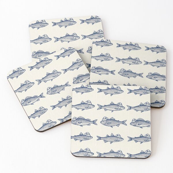 Item preview, Christmas fish pattern with hats, fish, nautical designed and sold by AestheticsTime.