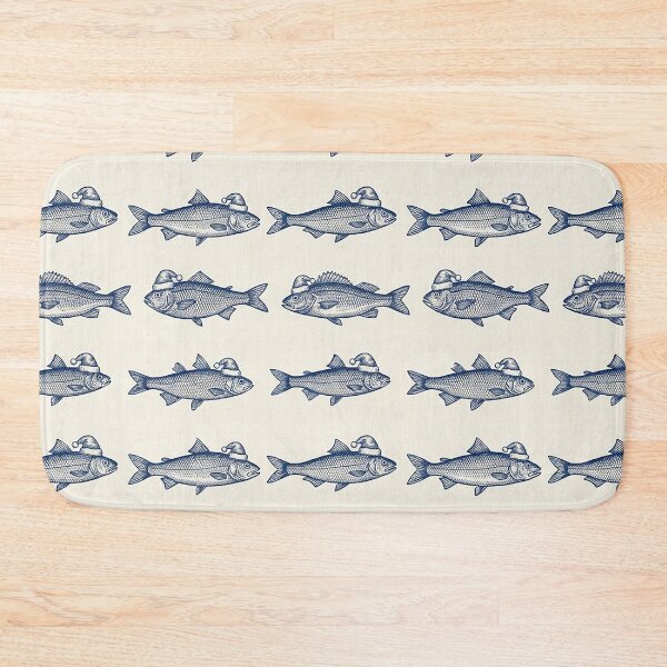 Item preview, Christmas fish pattern with hats, fish, nautical designed and sold by AestheticsTime.
