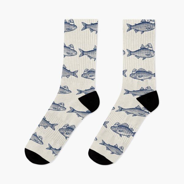 Item preview, Christmas fish pattern with hats, fish, nautical designed and sold by AestheticsTime.