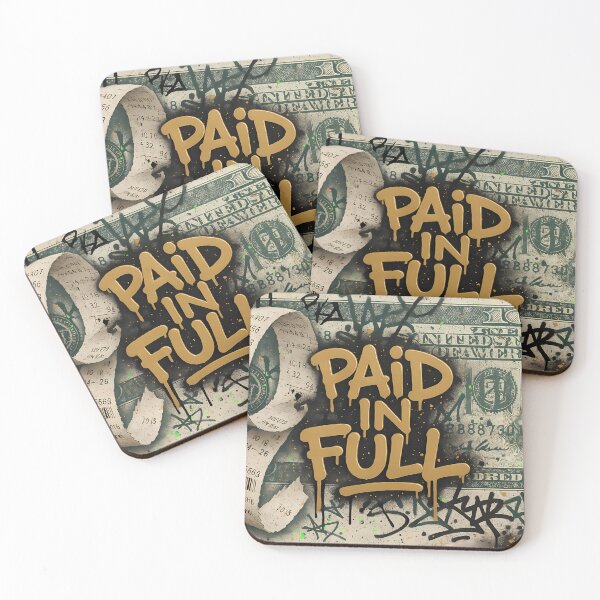 Item preview, Paid in Full Graffiti Money Collage Poster – $100 Bill Green Grunge Background with Dripping Gold Typography and Receipt Tape designed and sold by Bored Elon.