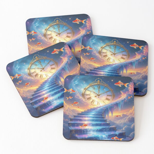 Item preview, Surreal Stairway to Time – Goldfish & Cosmic Clock in a Dreamlike Sky full of fantasy & movement designed and sold by FotoworldEdel.