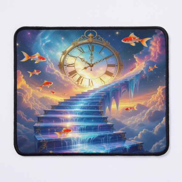 Item preview, Surreal Stairway to Time – Goldfish & Cosmic Clock in a Dreamlike Sky full of fantasy & movement designed and sold by FotoworldEdel.