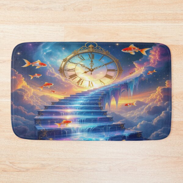 Item preview, Surreal Stairway to Time – Goldfish & Cosmic Clock in a Dreamlike Sky full of fantasy & movement designed and sold by FotoworldEdel.