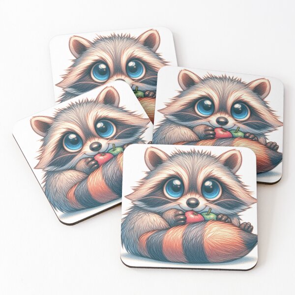 Item preview, Fruity Feast — Cute Raccoon Snack Attack designed and sold by denip.