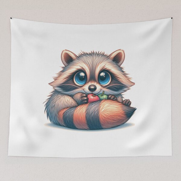 Item preview, Fruity Feast — Cute Raccoon Snack Attack designed and sold by denip.