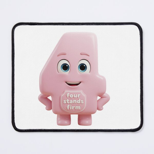 Item preview, Cute Pink Cartoon Number 4 | "Four Stands Firm" Motivational Graphic designed and sold by ToonyTeez.