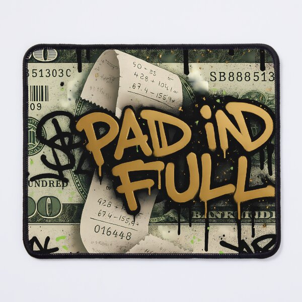 Item preview, Paid in Full Graffiti Money Poster – $100 Bill Background with Gold Drip Lettering, Receipt Tape and Urban Street Art Texture designed and sold by Bored Elon.