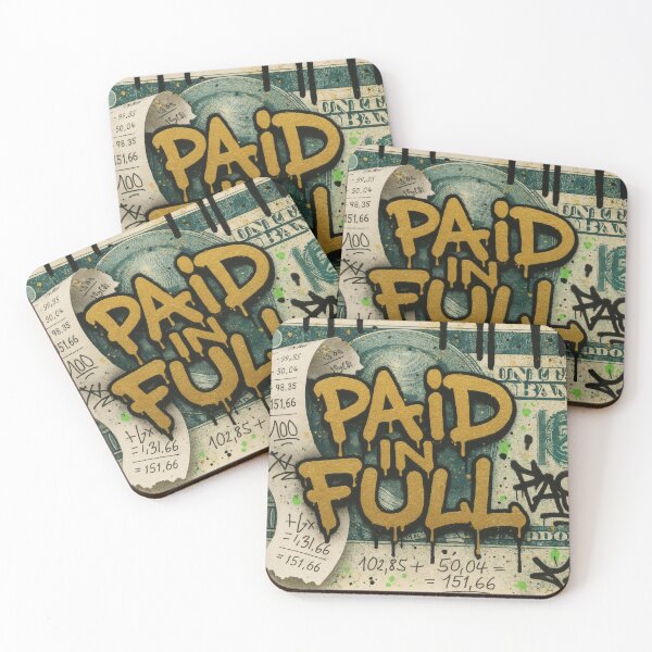 Item preview, Paid in Full Graffiti Money Poster – Vintage 100 Bill Street Art Collage with Gold Drip Typography designed and sold by Bored Elon.