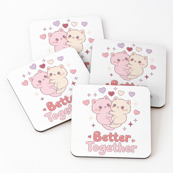 Item preview, Better Together Kawaii Cat Couple Valentine's designed and sold by Quillway.